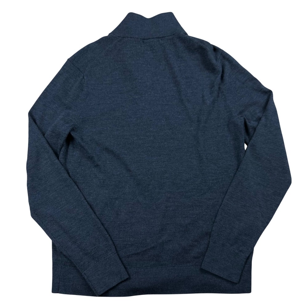 Banana Republic Mens Merino Wool Full Zip Sweater Blue Mock Neck Cardigan Medium - Picture 5 of 7